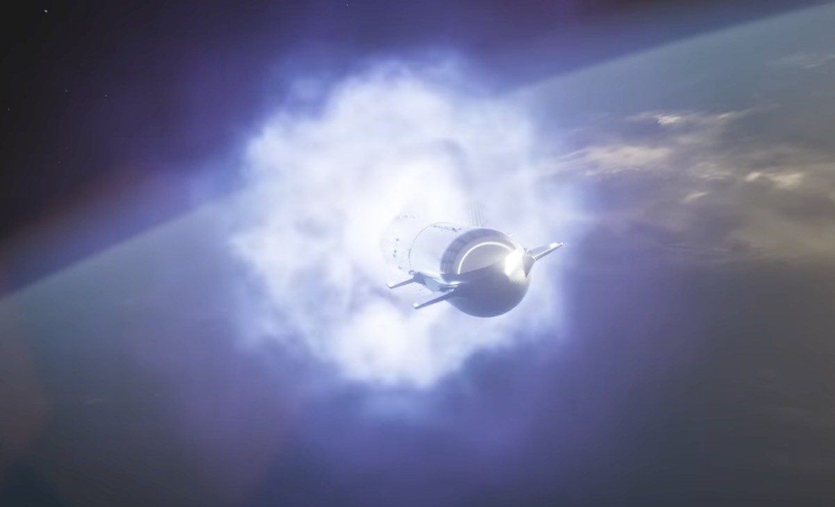 SpaceX Starship on the launchpad with support structures
