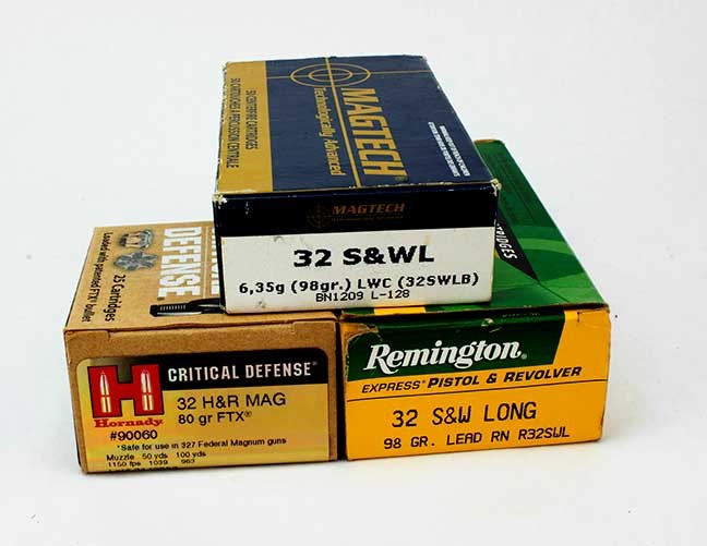 Various .32 caliber ammunition boxes