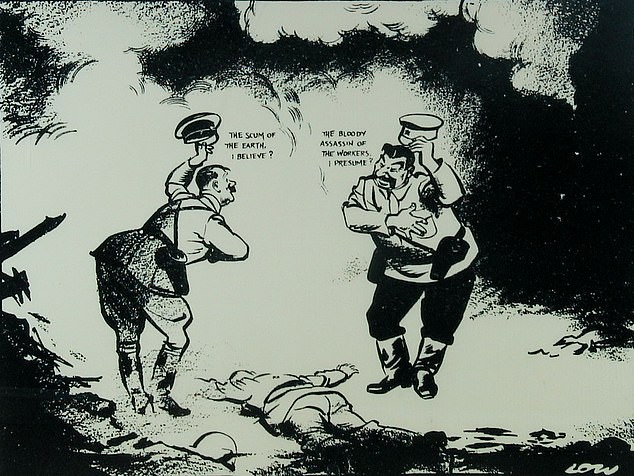 A famous cartoon by Sir David Low satirising the Molotov-Ribbentrop Pact. Hitler says to Stalin: