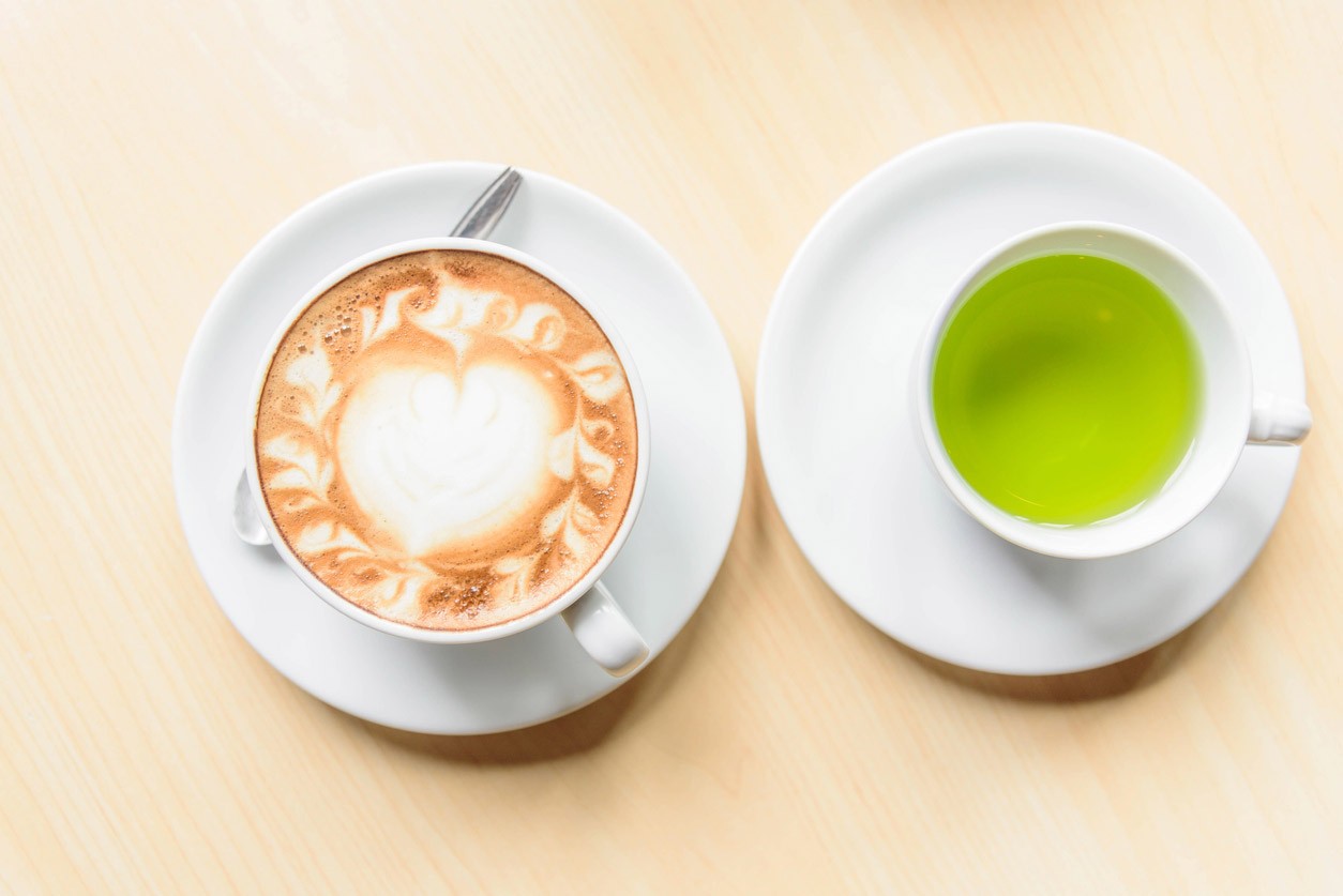 Green tea leaves