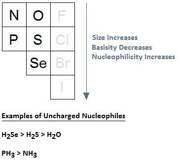 Atomic size increases nucleophilicity
