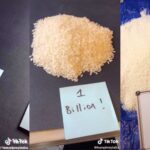Visual representation using rice grains, illustrating the vast disparity between a million and a billion dollars.