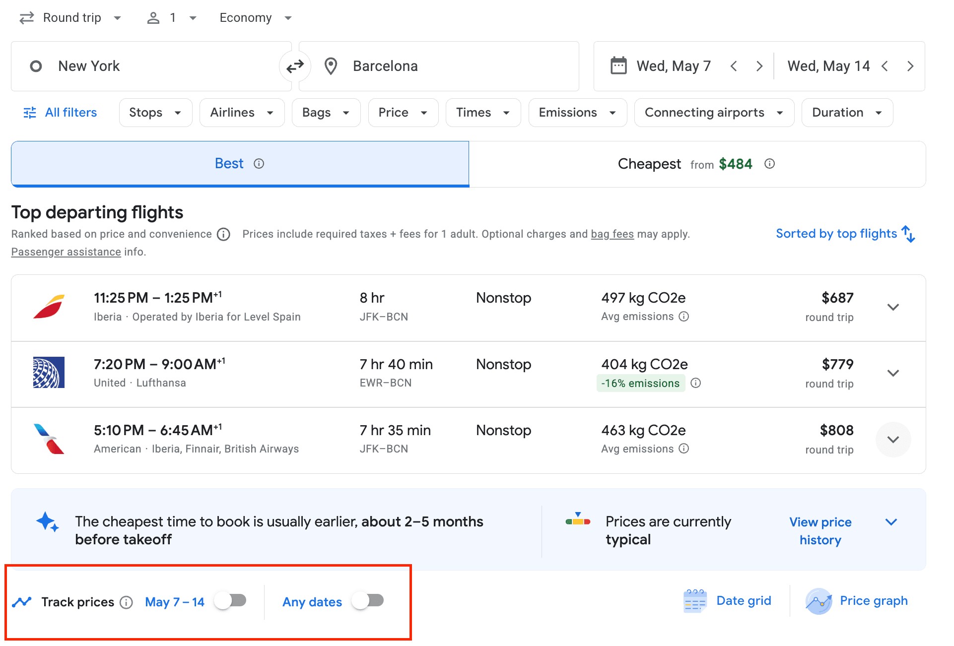 How to track prices on Google Flights