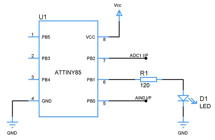 ATtiny85 Comparator with ADC Channel Input