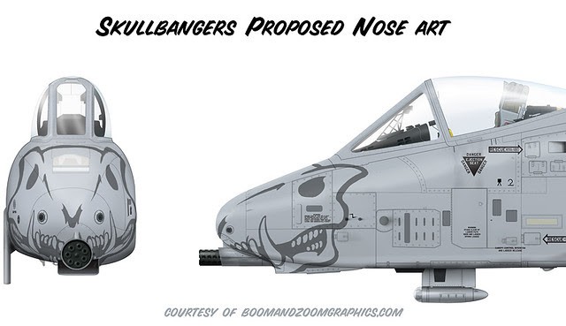 A-10 Warthog skull nose art design illustrating the aircraft's role in close air support