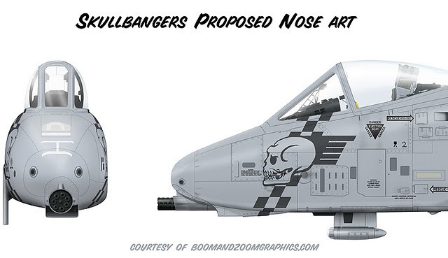 Barry Munden's artwork of an A-10 Warthog with an improved Warthog skull theme, enhancing the aircraft's fierce appearance