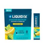 Liquid IV Hydration Multiplier Electrolyte Drink Mix displayed alongside various fruit flavors.