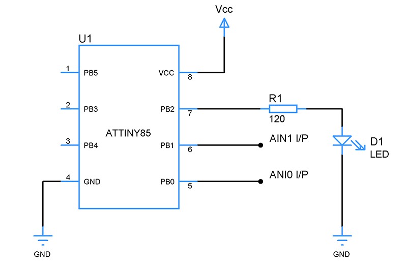 ATtiny85 Comparator Test Circuit