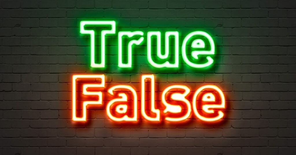 words true and false in neon lights