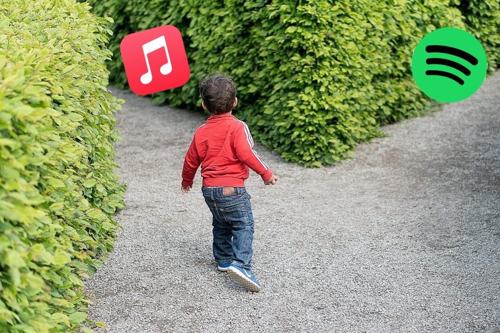 Woman using apple music on her phone