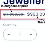 Screenshot of finding 'Compare At' price in Shopify Product Details page.