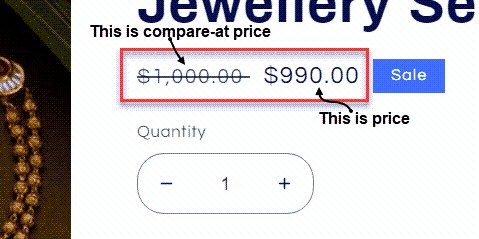 Screenshot of finding 'Compare At' price in Shopify Product Details page.