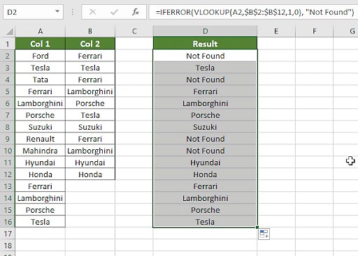 Final VLOOKUP Result