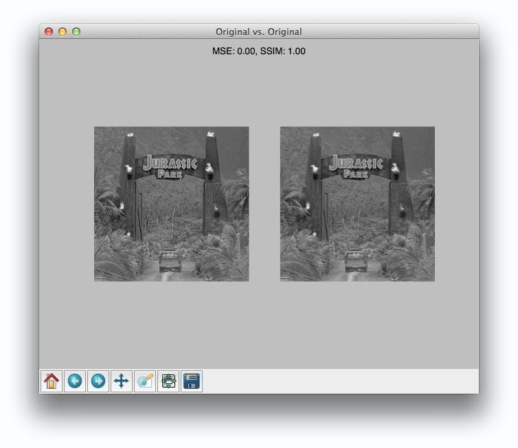 Comparing two images using MSE and SSIM
