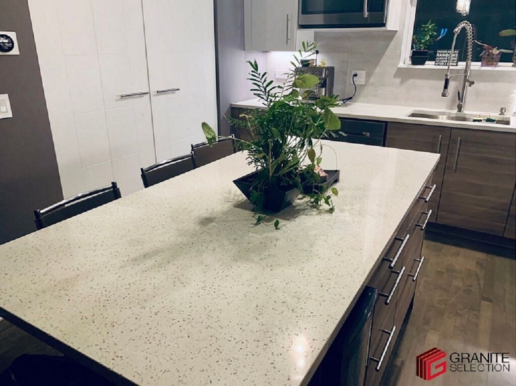 Concrete countertops vs granite, illustrating their unique textures and color variations