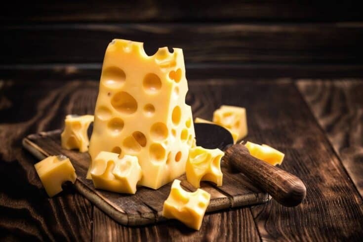 Emmental Cheese, a swiss cheese substitute with mild nutty flavor