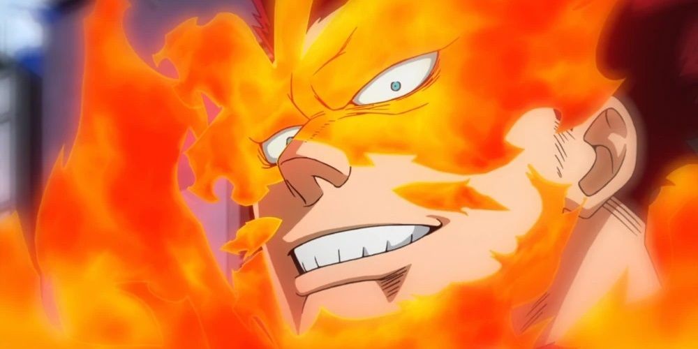 Endeavor grins in battle in My Hero Academia