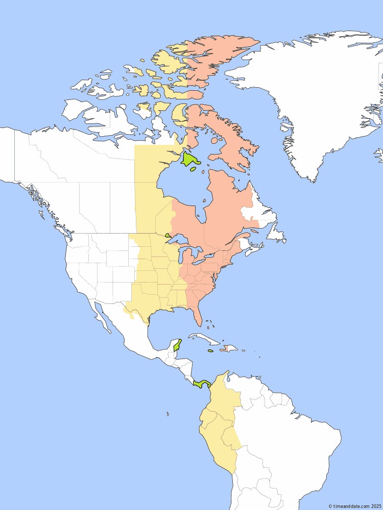 Eastern Standard Time (EST) zone map