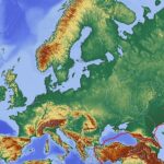 Europe Relief Maps with Europe-Asia Border