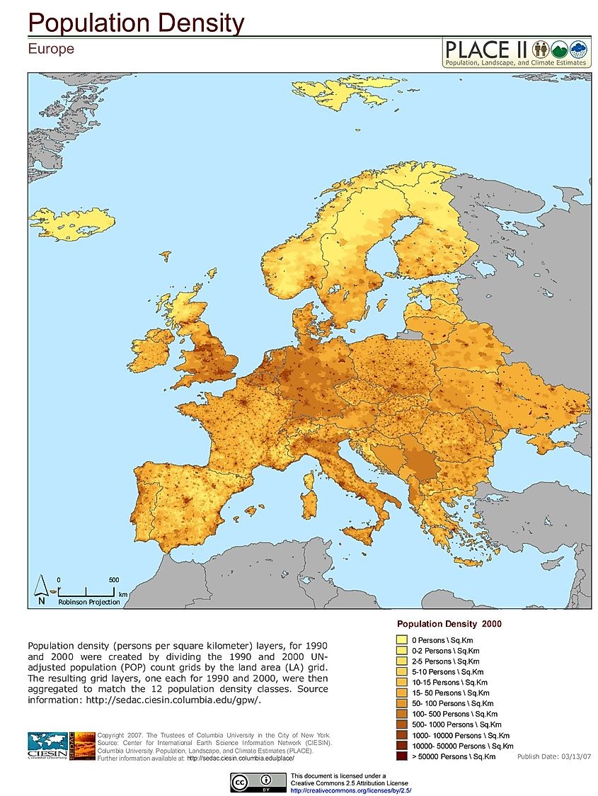 Europe Population Heat Map