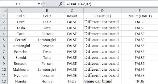EXACT Formula Example