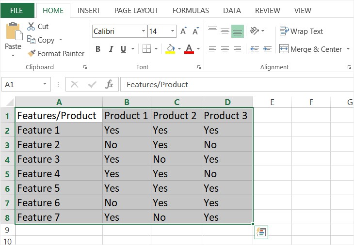 Excel Data Entry for Comparison Graph