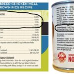 Photo of a canned dog food label with the protein and carbohydrates circled.