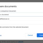 Selecting the document to compare against using Google Docs.