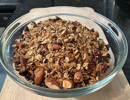 Dried Spent Grain on Baking Sheet