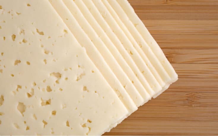 Havarti Cheese slices, a danish cheese substitute with soft texture