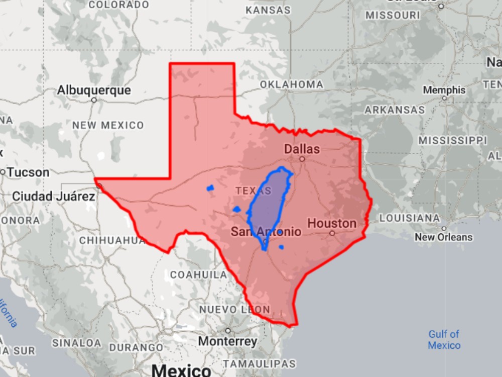 China compared to Texas