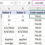If two cells equal, return TRUE