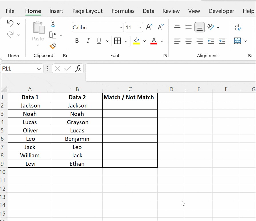 Excel IF Condition Comparison