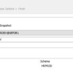 Select the source schema HRDEV (green color) from the Database option and select the target schema HRPROD (blue color) by clicking on the green plus button as shown in Figure 4.