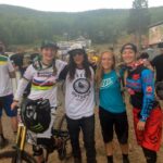 Mountain Biking World Cup Festival, Windham 2015: Manon, Missy, Tahnee and me!. This image showcases professional female mountain bikers at a World Cup event, highlighting the competitive aspect of the sport