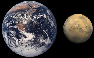 Mars is about half the size of Earth in diameter, making it an interesting subject for comparative planetology.