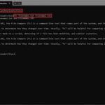 Command Prompt displaying file comparison using fc command