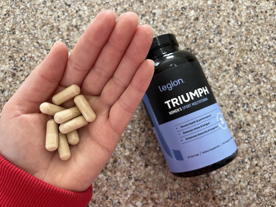 Legion Triumph multivitamin showing its packaging and key nutrients