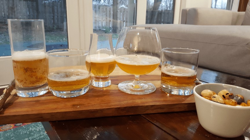 From left to right: Sapporo, Orion, Kirin, Hitachino, Asahi