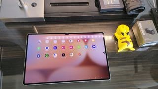 Samsung Galaxy Tab S10 Ultra, displaying its vivid screen and sleek design in multiple angles.