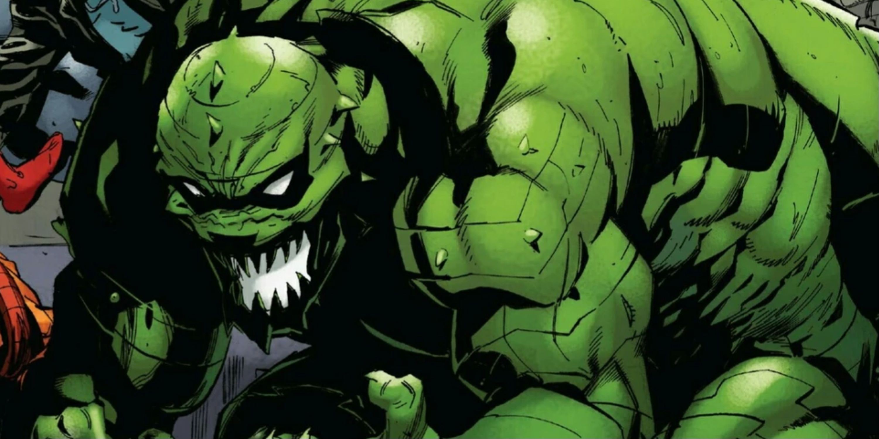 Mac Gargan wearing the Scorpion symbiote in Marvel comics.