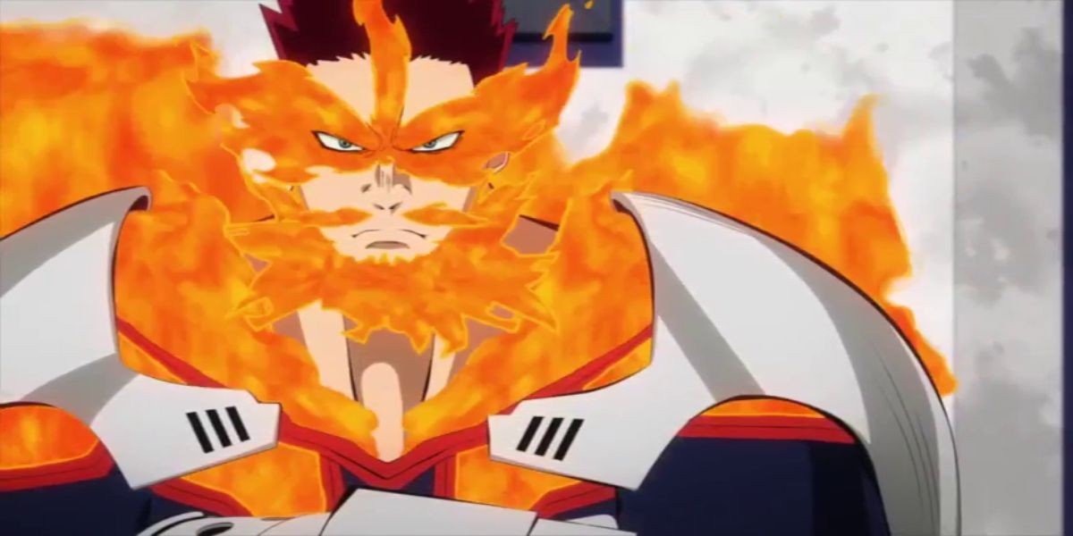 Endeavor covered in flames in My Hero Academia