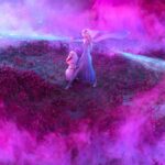 Olaf and Elsa in the middle of a fire in Frozen 2