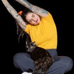 A person stretching