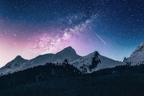 Mountain range with snow-capped peaks and scenic view