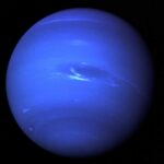 A comparative visualization showing the relative sizes of Earth and Neptune