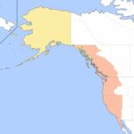 Map illustrating the geographical difference between CST and PST in North America