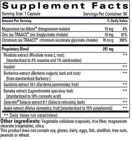 Release supplement label and ingredients list