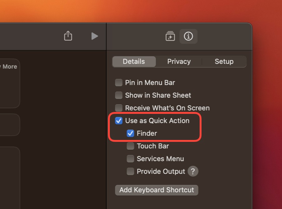 Compare Pages Documents Shortcut Detail Use as Quick Action for streamlined access