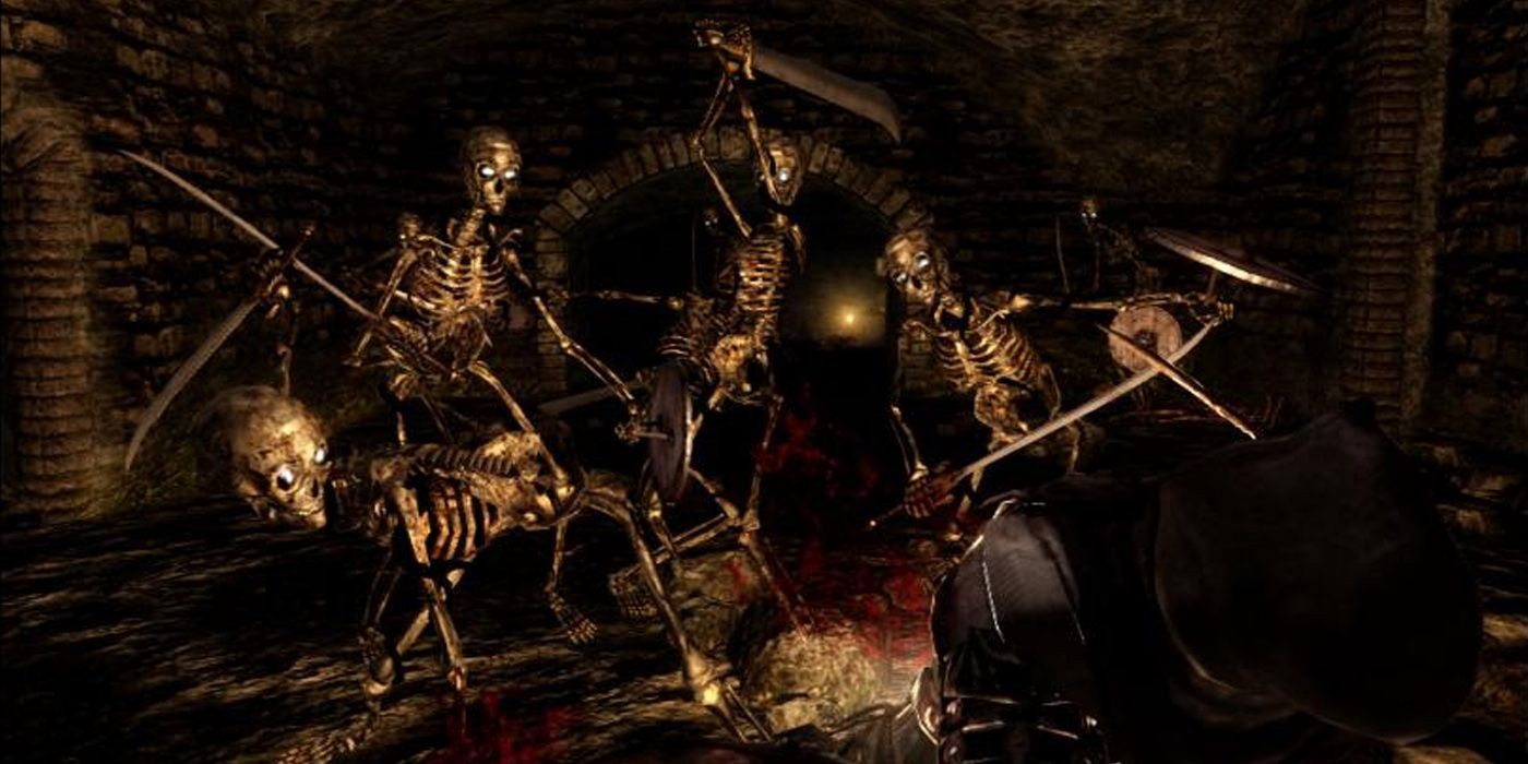 Dark Souls: Some Of The Skeleton Groups In The Catacombs